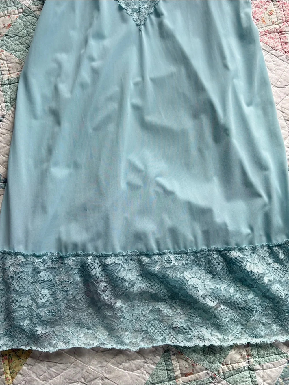 Vintage Light Blue Lace Slip Dress Large Vanity Fairy Dainty Cottagecore USA - Picture 5 of 14